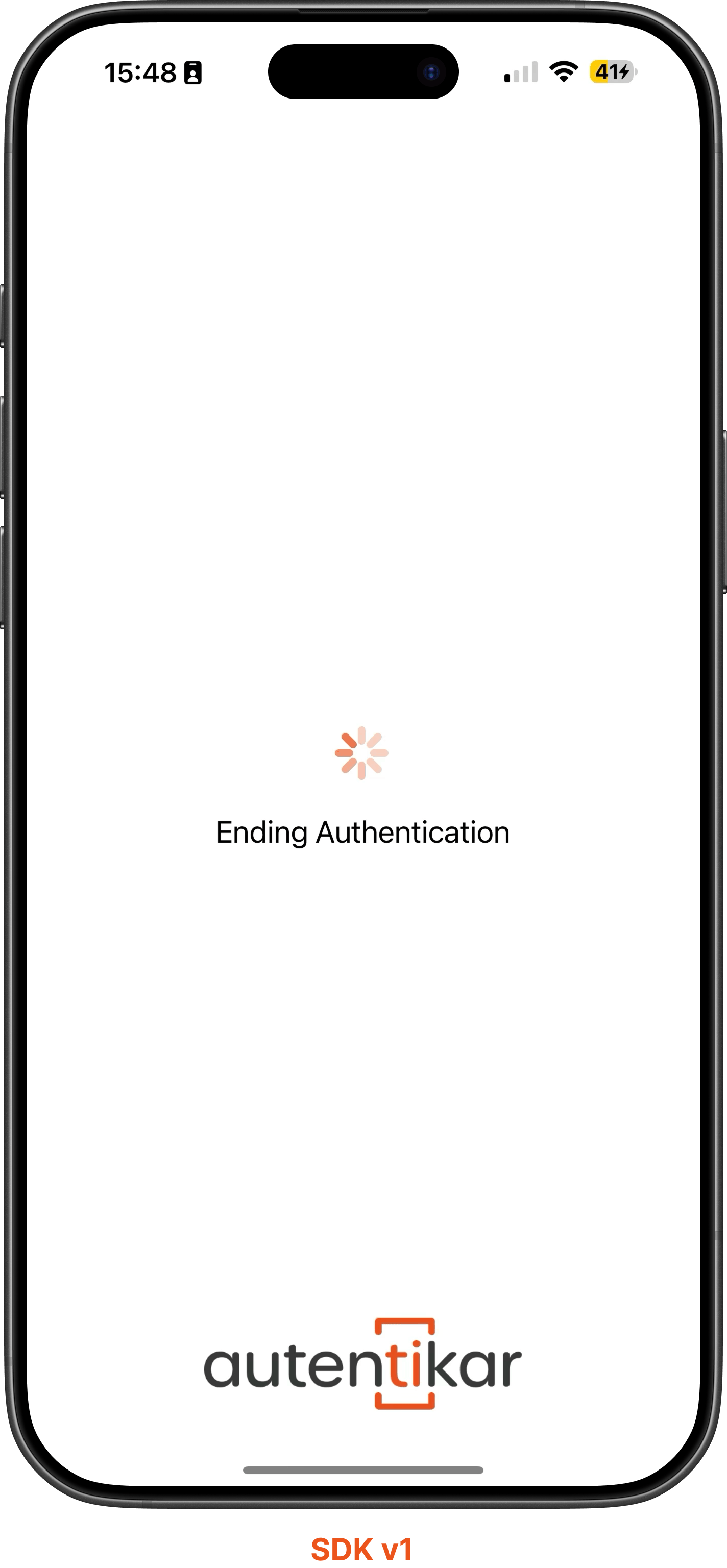 Autentikar SDK v2 loading screen on iOS