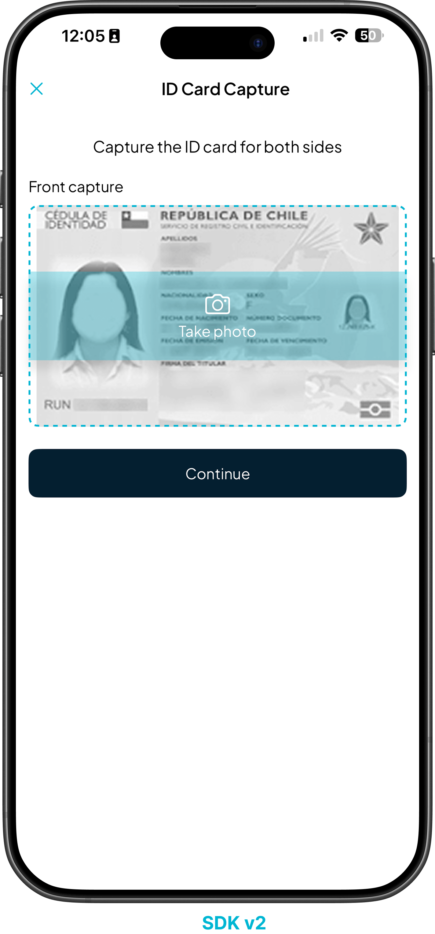 PhotoIDScan capture screen on iOS